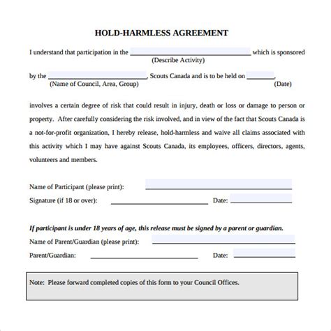 Free Hold Harmless Agreement Samples In Pdf Ms Word Google Docs