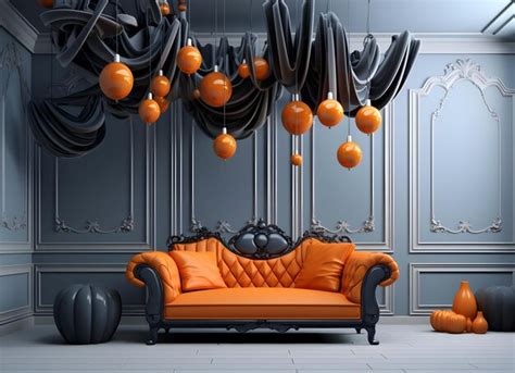 Premium AI Image | orange couch with orange pillows and orange pillows ...