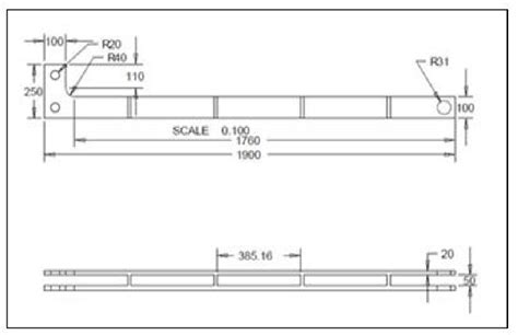 Figure1:Geometrical configuration of Bellcrank (dimension in mm ...