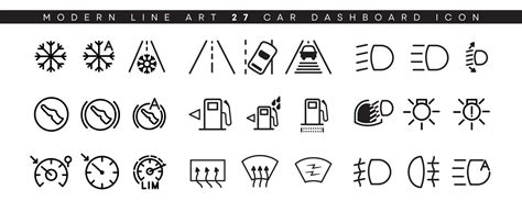 Vector Icon Set Of Vehicle Dashboard Indicators Such Symbols Include