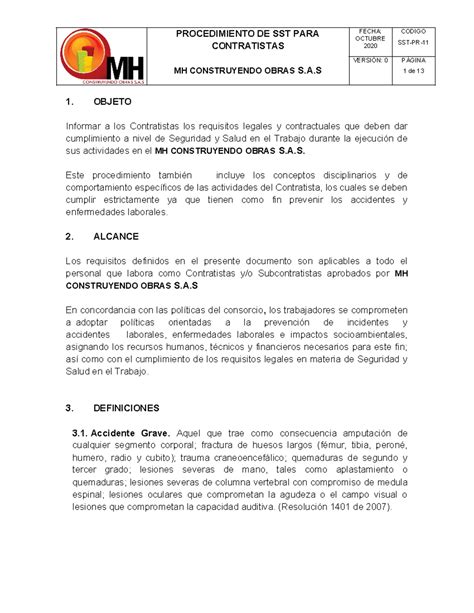 Anexo 148 SST PR 11 Procedimiento De SST Para Contratistas