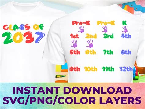 Class Of 2037 Hand Print Svg And Pngs To Make Shirt For Pre K Etsy