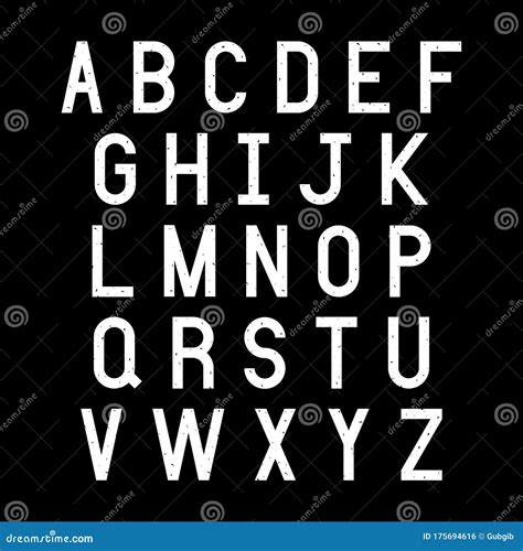 White Alphabet Letters on Black Background Stock Vector - Illustration ...