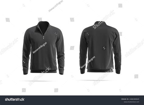 blank black quarter zip sweater mockup stock illustration