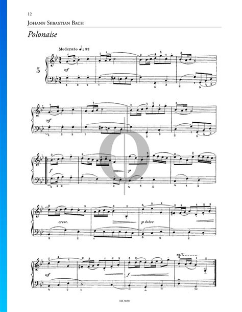 Polonaise G Minor BWV Anh 119 Johann Sebastian Bach Piano Sheet