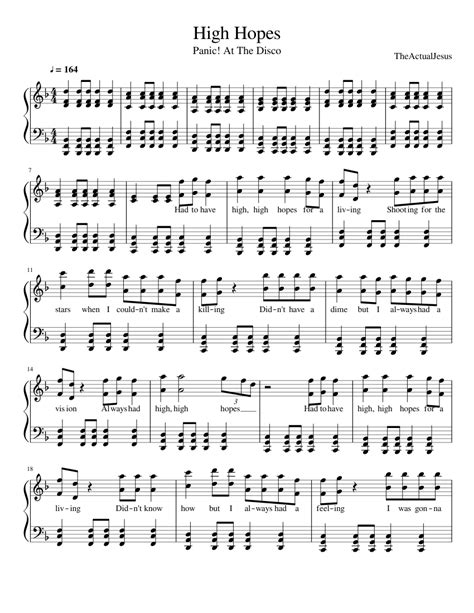 High Hopes Panic At The Disco Sheet Music For Piano Solo