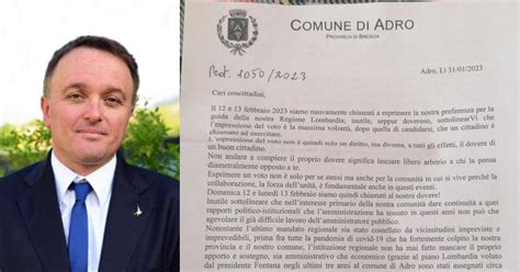 Il Sindaco Di Adro Invita A Votare La Lega Alle Regionali Sulla Carta