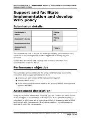 Bsbwhs Assessment Docx Assessment Task Bsbwhs Develop