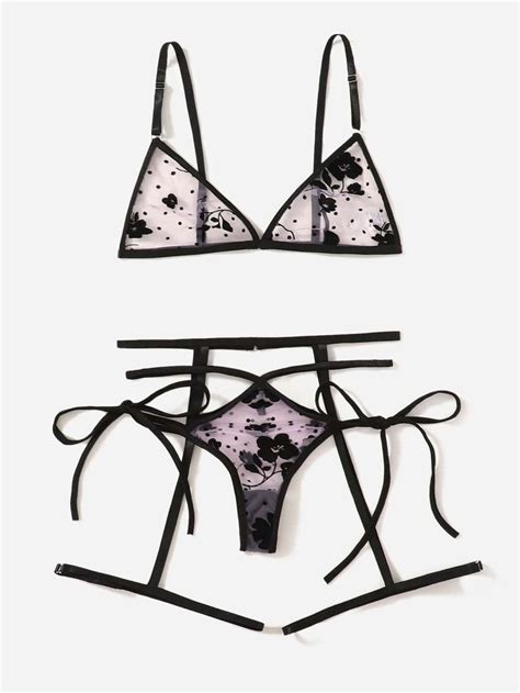 Mauve Purple Sexy Collar Floral Sexy Sets Embellished Slight Stretch