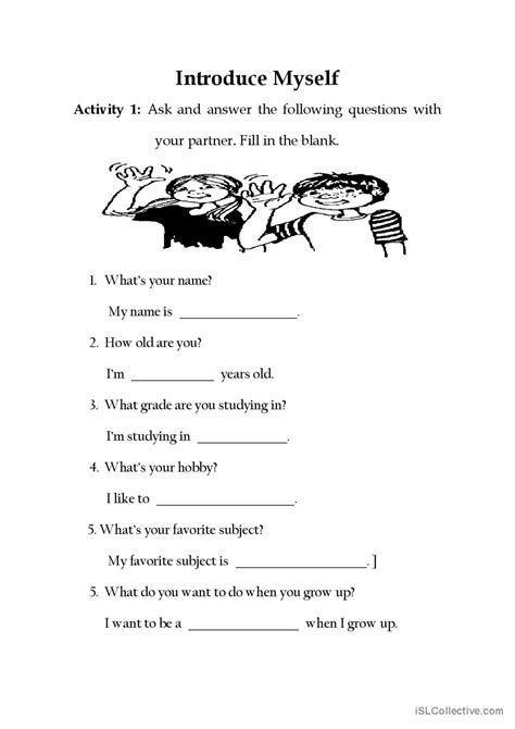 Introduce Myself English Esl Worksheets Pdf And Doc