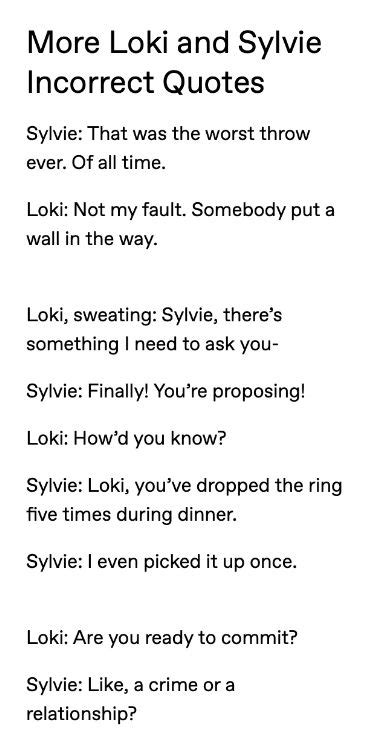 More Loki And Sylvie Incorrect Quotes Pt 1 Loki Quotes Loki Loki