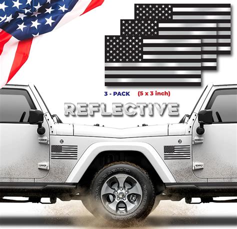 Reflective Black American Flag Decals Usa Flag Car Stickers 3 Pack 5 X3