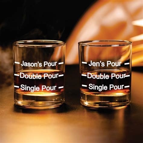 Personalized Pour Line Whiskey Glass Custom Rocks Glass With Single And