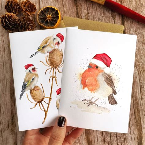 Christmas Birds Birds Christmas Card Watercolour Christmas - Etsy