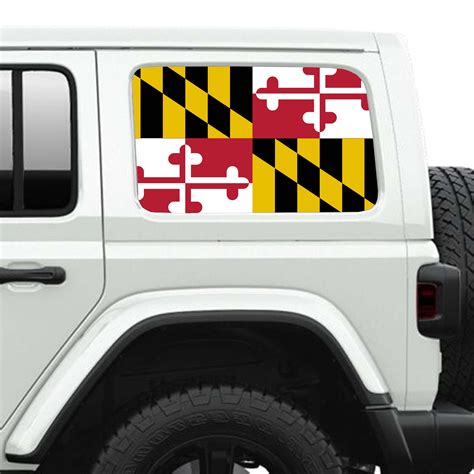 Maryland State Flag Side Windows Printed Perforated Vinyl De