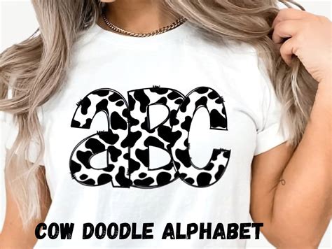 Cow Print Doodle Letters Font Graphic Number Set Png Hand Drawn Letters