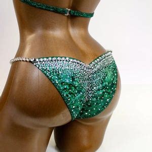 Npc Ifbb Competition Bikini Dark Green Accent Corners Bikini Etsy