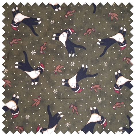 Tuxedo Cat Christmas-Olive | cat fabric | Feline Dezine