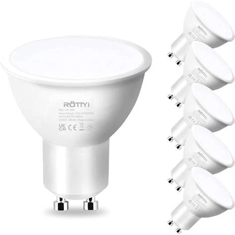 Lot De 6 Ampoules Led Gu10 6500 K Lumière Du Jour 5 W 450 Lm