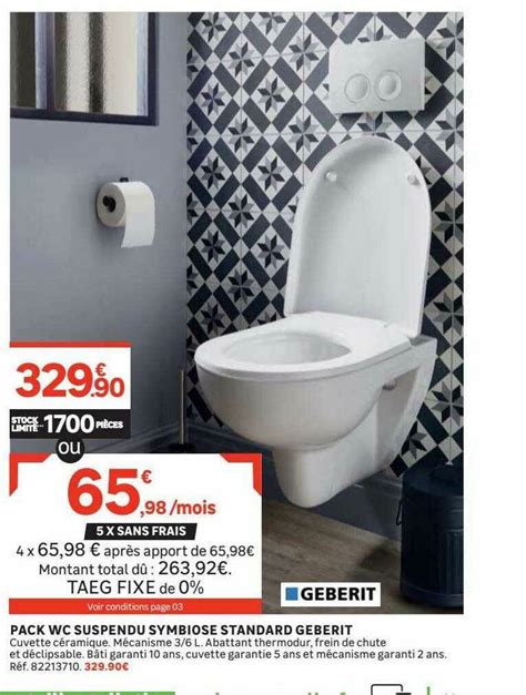 Promo Pack Wc Suspendu Symbiose Standard Geberit Chez Leroy Merlin