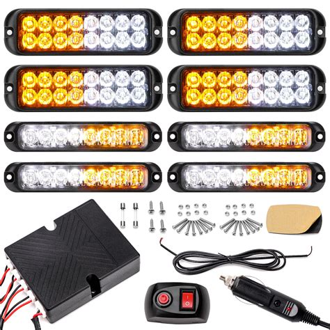 Buy Led Amber White Strobe Lights Kit Emergency Waterproof 8 Led And 16