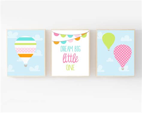 Hot Air Balloon Nursery Wall Art Hot Air Balloon Nursery Art Etsy