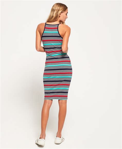 Womens Strappy Stripe Midi Dress In Pacific Multi Stripe Superdry