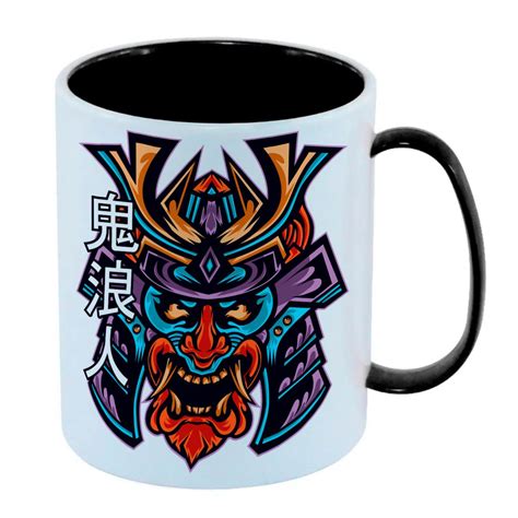 Caneca de Polímero Plástico Inquebrável Infantil Preto Capacete Samurai