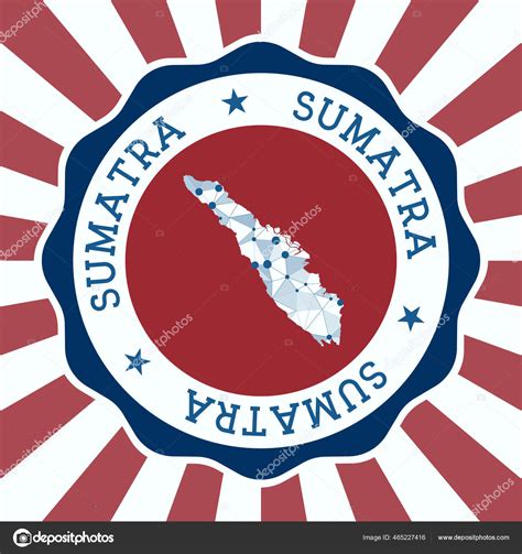 Sumatra Badge Round Logo Of Island With Triangular Mesh Map And Radial