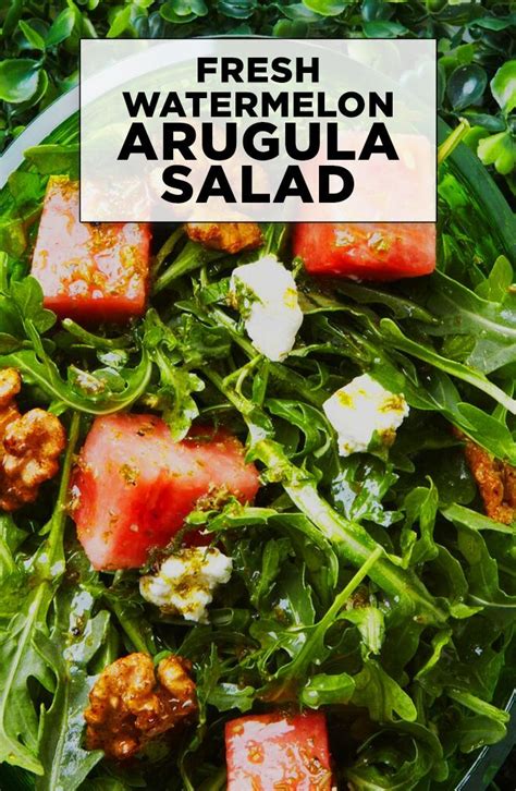 Fresh Watermelon And Arugula Salad With Feta Cheese On The Side