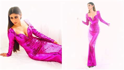 Mouni Roy In A Stunning Bright Pink Sequin Gown Radiates Barbie Vibes With A Mix Of Glitz And