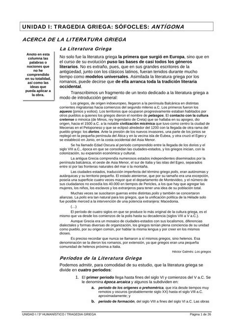 PDF UNIDAD I TRAGEDIA GRIEGA SÓFOCLES ANTÍGONA DOKUMEN TIPS