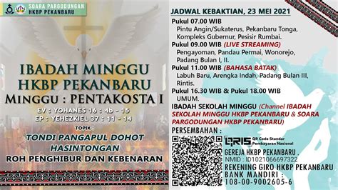 IBADAH LIVE STREAMING HKBP PEKANBARU MINGGU PENTAKOSTA I 23 MEI 2021