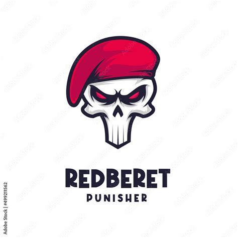 red beret logo. skull illustration with beret Stock Vector | Adobe Stock