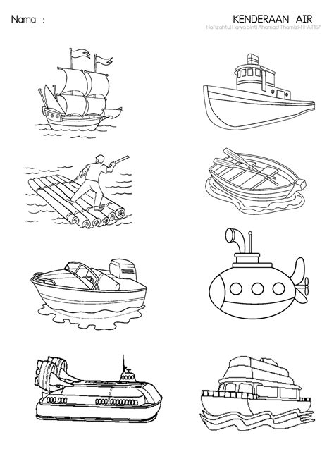 Lembaran Kerja Prasekolah Tema Kenderaan Di Air - Riset