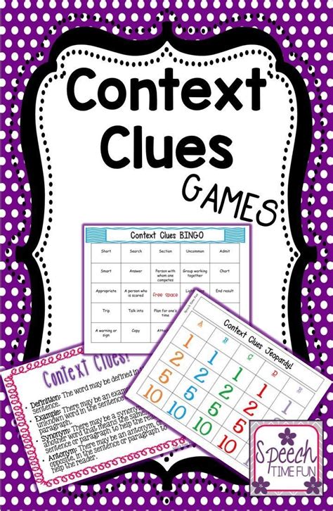 Speech Time Fun Context Clues Games Context Clues Context Clues