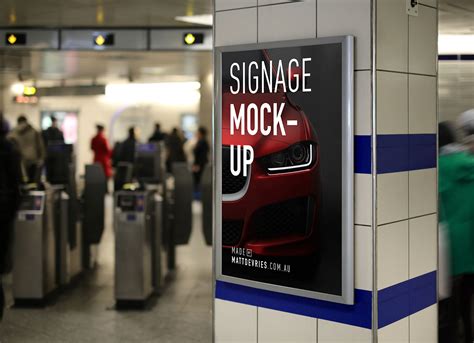 Free Indoor Advertising Poster Signage Mockup Psd Good Mockups