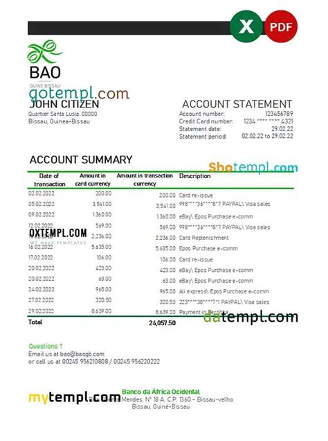 Pin On Bank Statement Templates