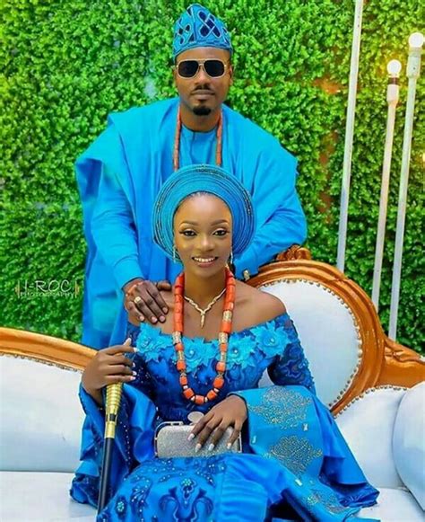 Clipkulture Nigerian Couple In Blue Yoruba Engagement