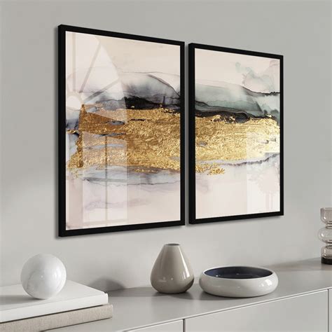 Quadro Decorativo Vidro E Moldura Abstrato Neutro Gold Elo