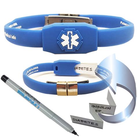 Waterproof Messenger Series Medical Alert ID Bracelet - Blue ...