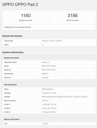 Oppo Pad Geekbench Listing Reveals Key Specifications Of The Upcoming