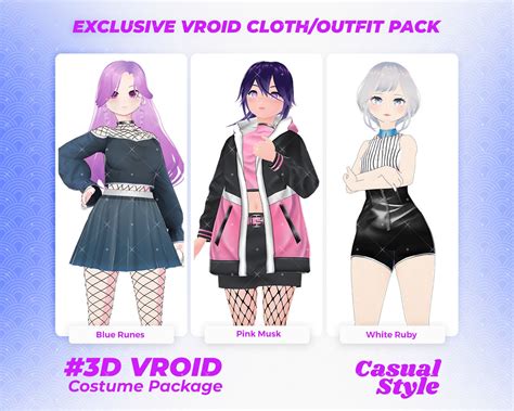 Vroid Clothing Pack Virtual Fashion Kawaii Clothes 3d Outfit Doll