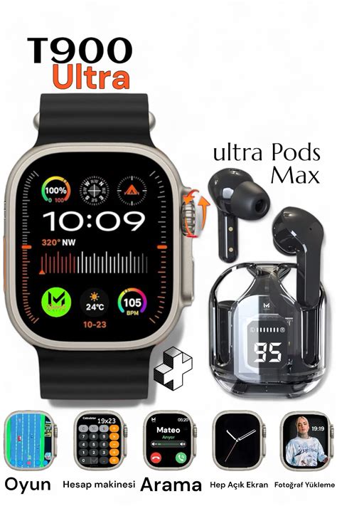 Mateo Ak Ll Saat T Ultra Watch Ve Ultra Pods Max Bluetooth