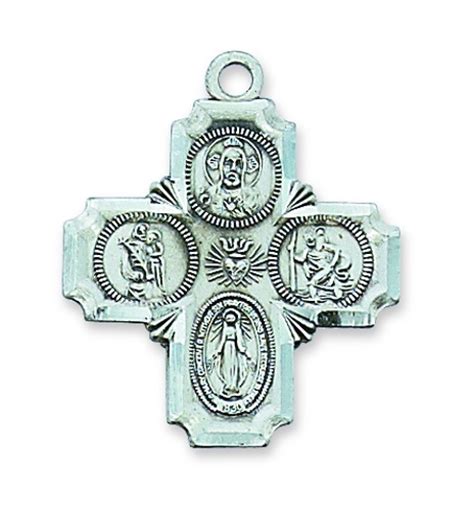 Four Way Medal Necklace Cross Inch Sterling Silver L All