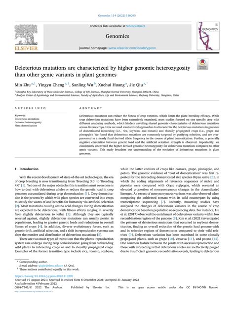 PDF Deleterious Mutations Are Characterized By Higher Genomic