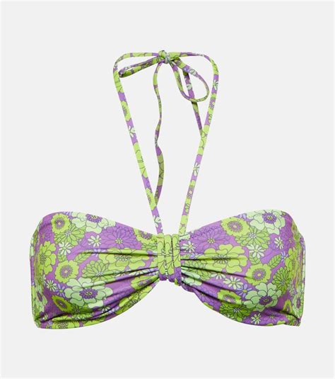 BANANHOT Alin Floral Halterneck Bikini Top Purple Editorialist