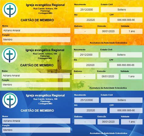 Modelos De Carteirinhas De Membros De Igreja Sige Igrejas Igreja