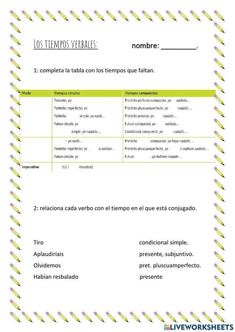 Tiempos Verbales Online Exercise For 6º Live Worksheets