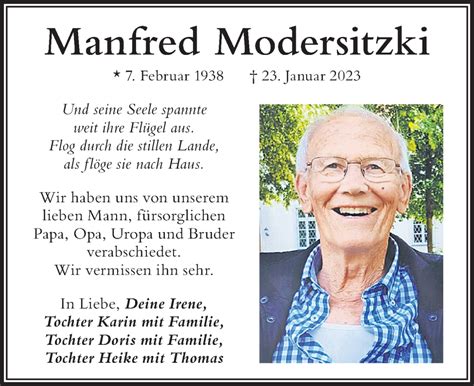 Traueranzeigen Von Manfred Modersitzki Augsburger Allgemeine Zeitung